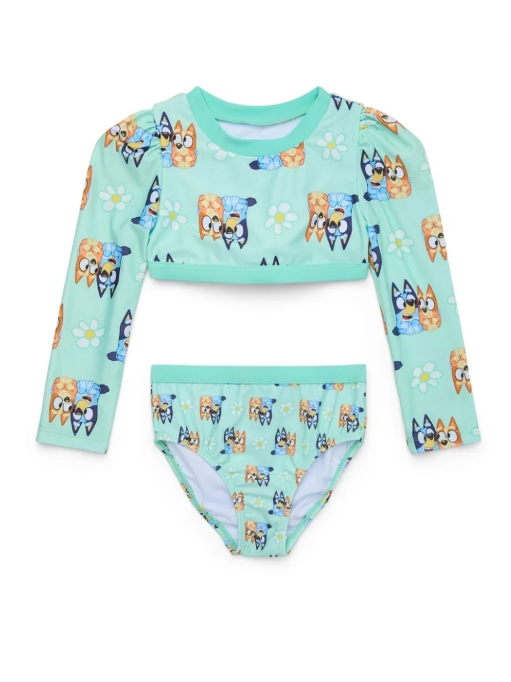 Bluey Two Piece Long Sleeve Toddler Bikini Swimsuit